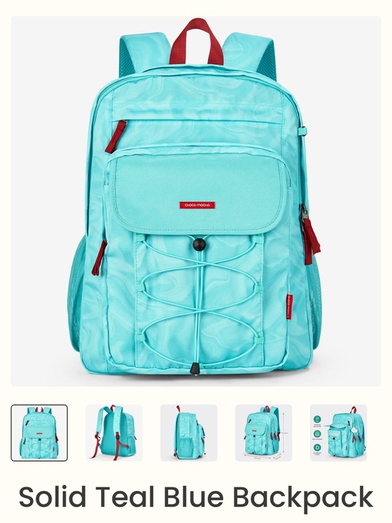 choco mocha Handbags - Choco Mocha Light Blue Women's Everyday Backpack with Red Accents NWT